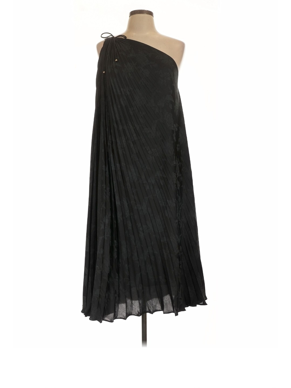 Banana Republic Black One-Shoulder Pleated Midi Skirt